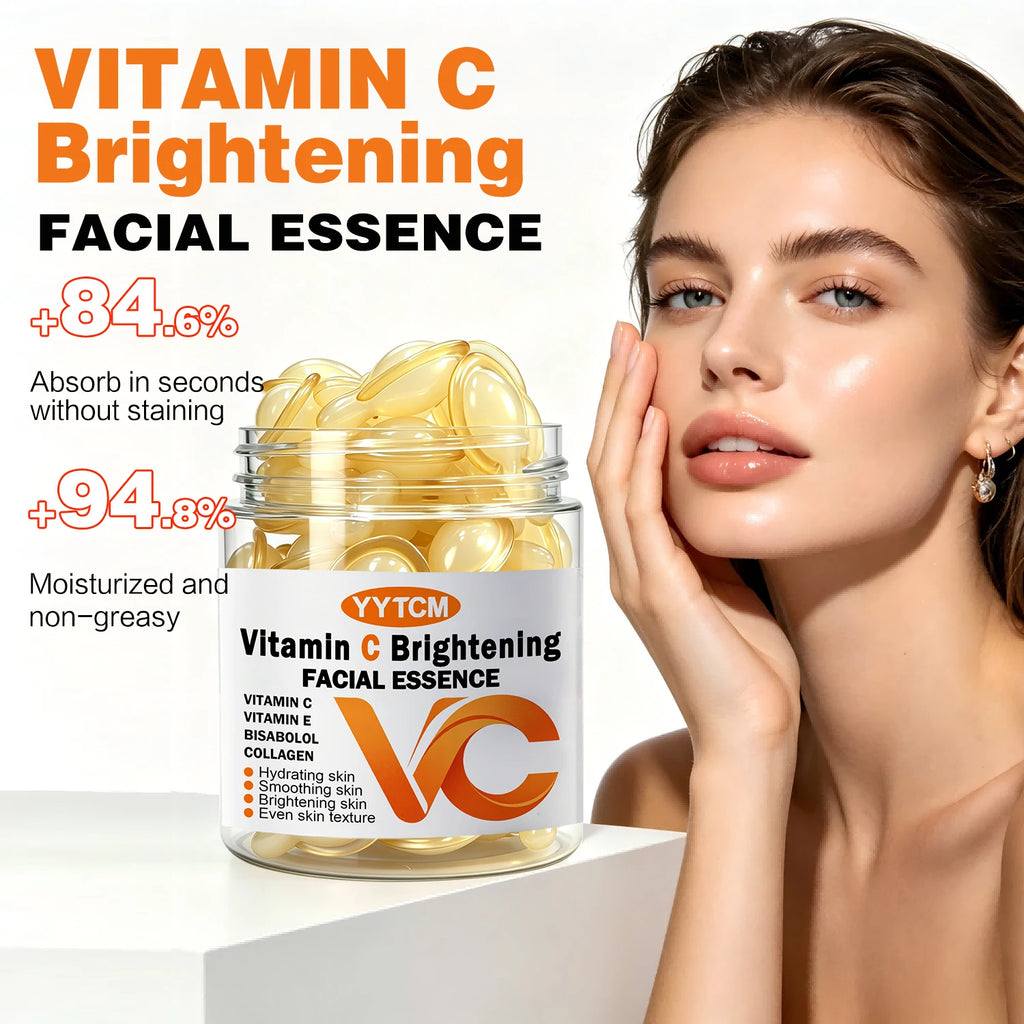 Vitamin C Facial Serum, Moisturizing and Brightening, Firming the Skin, Contains Vitamin E, Retinol, Hyaluronic Acid, Facial Skin Care Serum, 18 Capsules/30 Capsules/40 Capsules/50 Capsules/100 Capsules/200 Capsules
