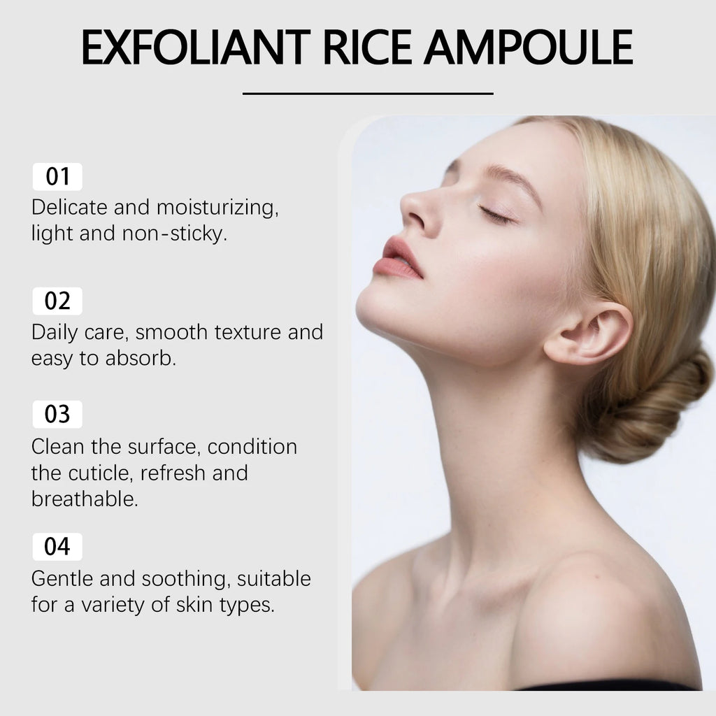 Black Rice Exfoliating Ampoule Serum Gentle Face Body Scrub for Dead Skin Removal Daily Moisturizing Peeling for All Skin Types