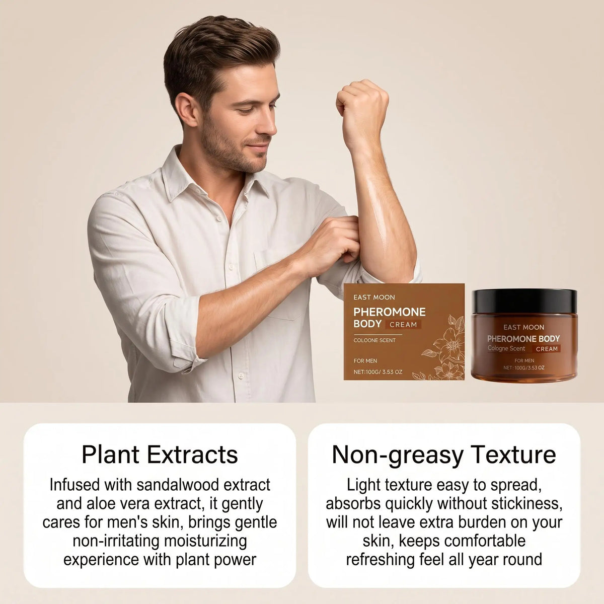 Men Pheromone Body Butter Cologned Fragrance Skin Body Cream Long-Lasting Fragrance Enhance Confidence Deep Hydrating Body Cream