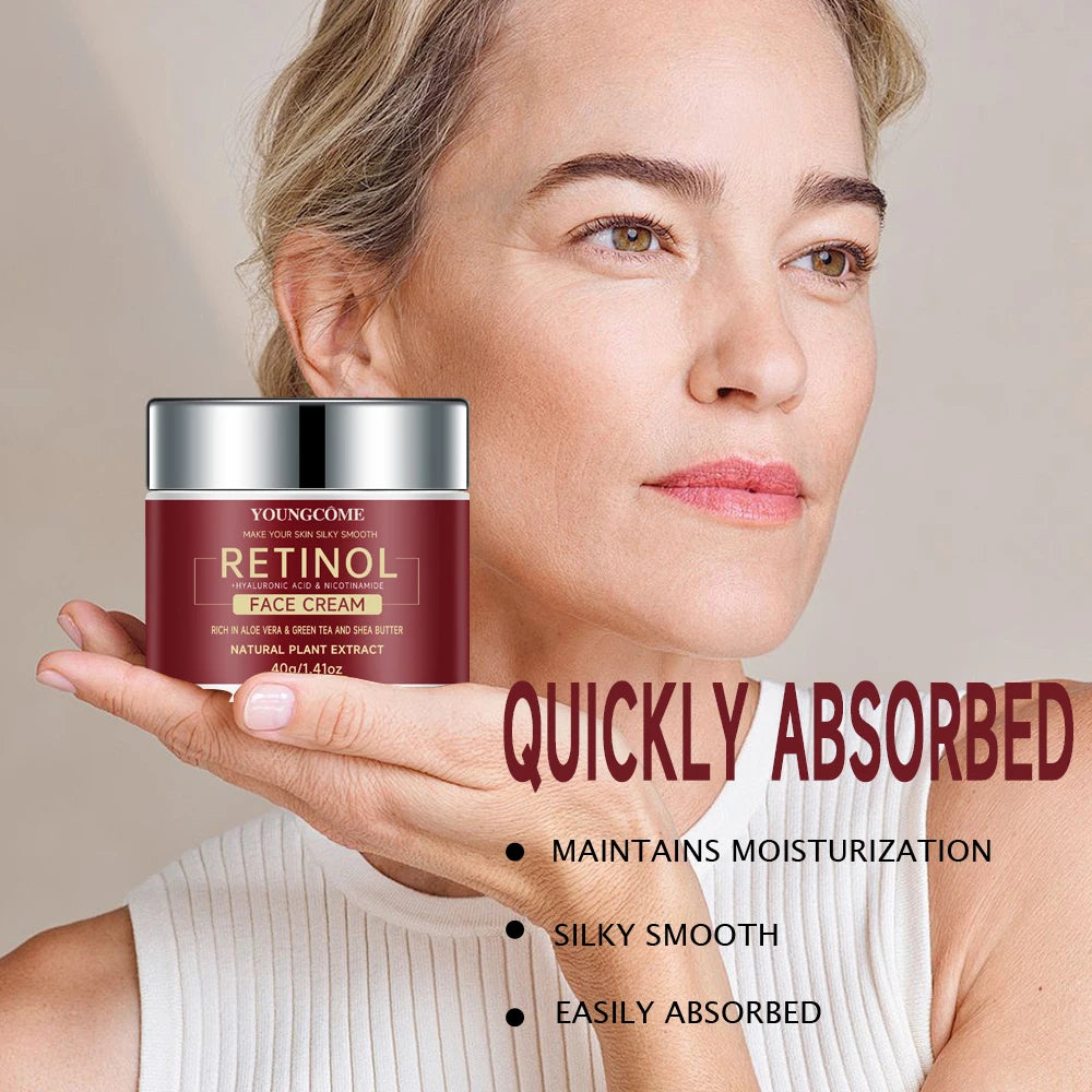 "YOUNGCOME Retinol + Hyaluronic Acid + Aloe Cream SAMPLE - 3-in-1 Anti-Aging Moisturizer 40G"