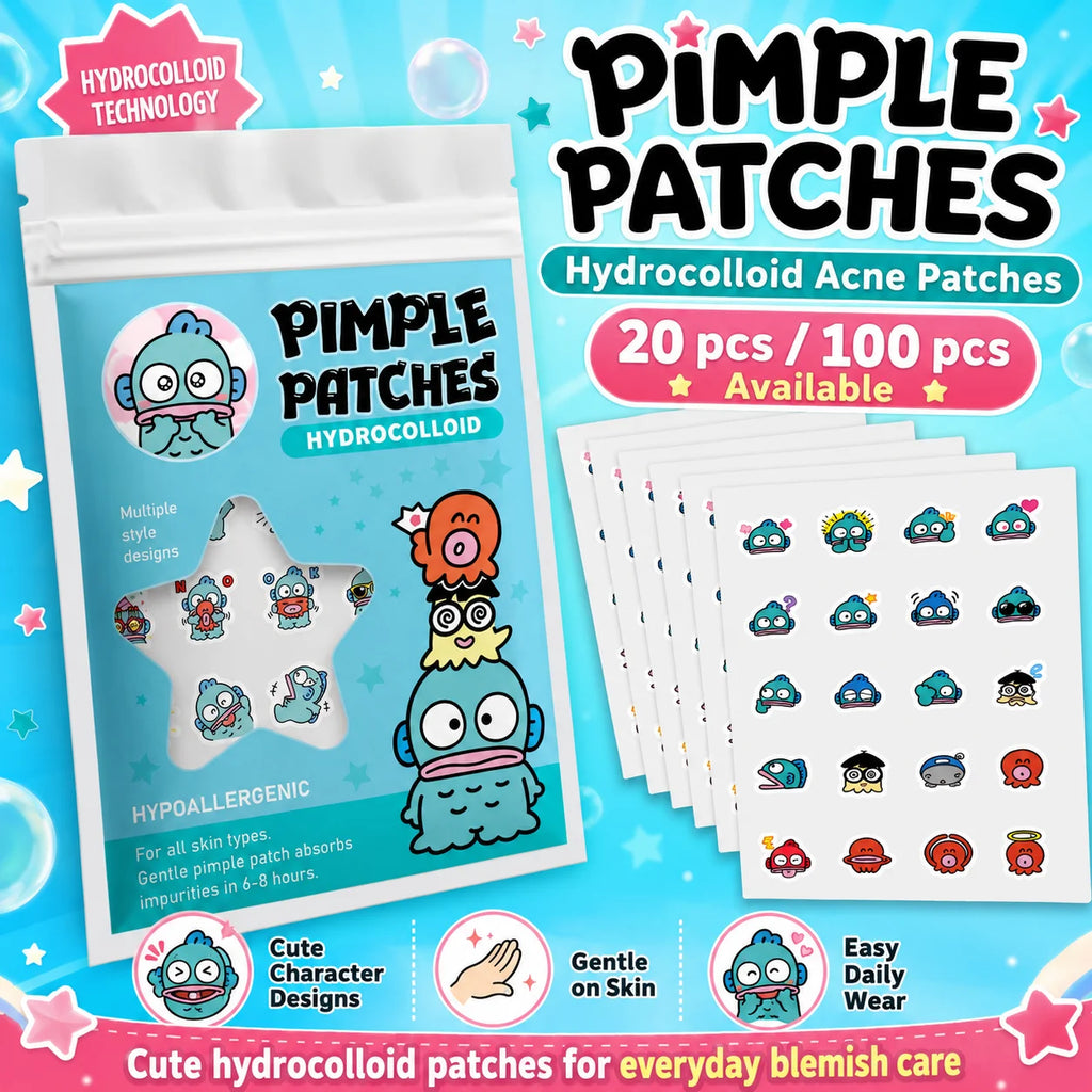 100/20PCS Cute Clownfish Hydrocolloid Pimple Patches, Waterproof Blemish Spot Covers, Gentle Face Stickers, Fun Designs.