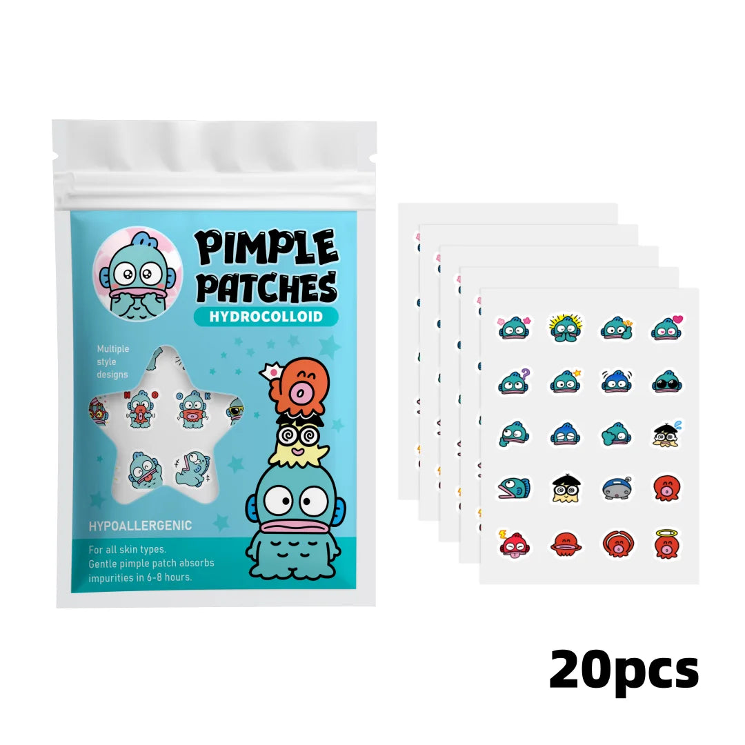 100/20PCS Cute Clownfish Hydrocolloid Pimple Patches, Waterproof Blemish Spot Covers, Gentle Face Stickers, Fun Designs.