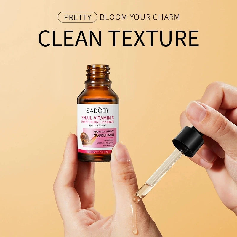 SADOER Aloe Snail Vitamin C Serum Facial Moisturizing Face Serum Anti-aging Hydrating Facial Essence Beauty Koera Skin Care