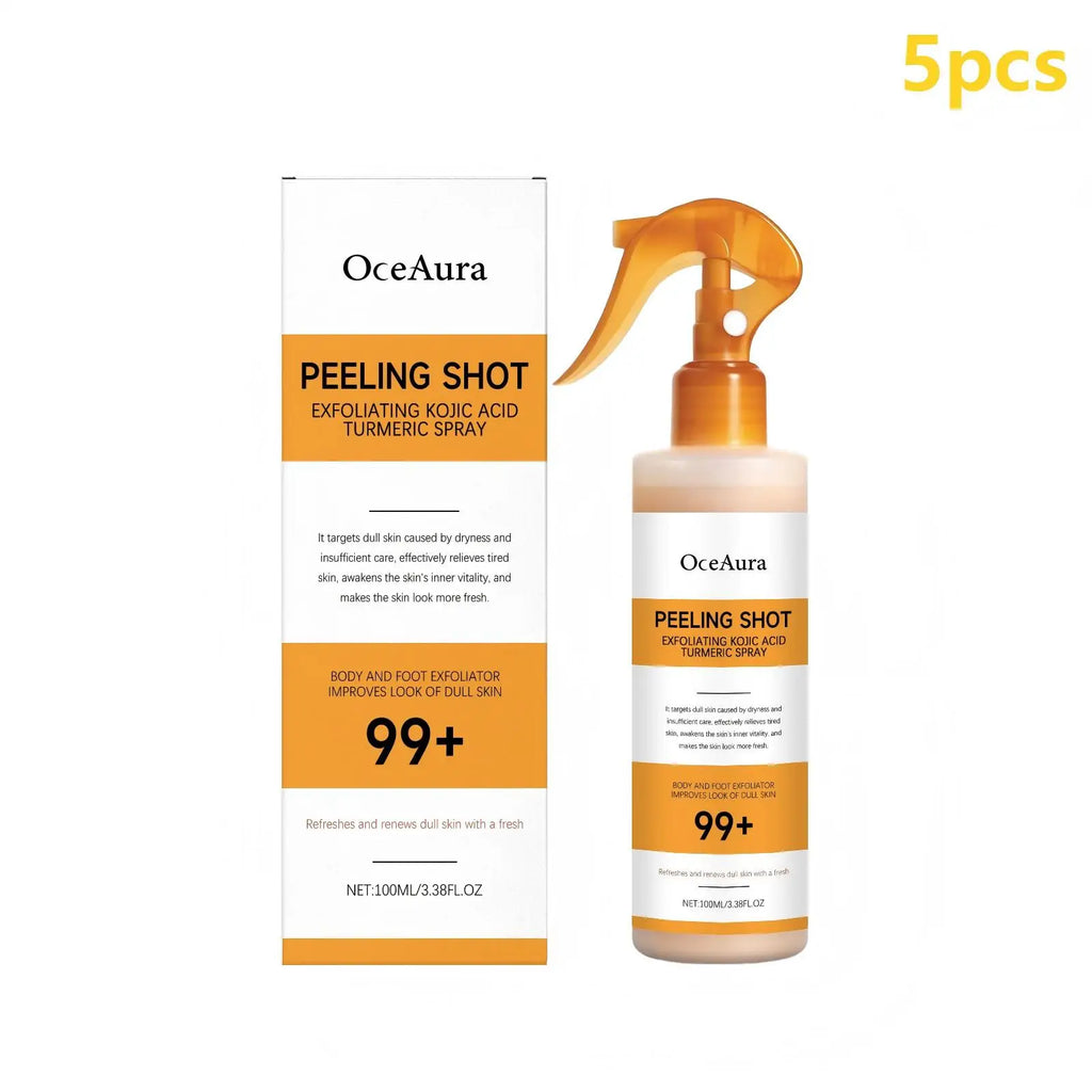 OceAura Peel Shot Kojic Acid Turmeric Spray Moisturizing Skin Brightening AHA PHA Nicotinamide Scrub Body Exfoliant Spray 100ml