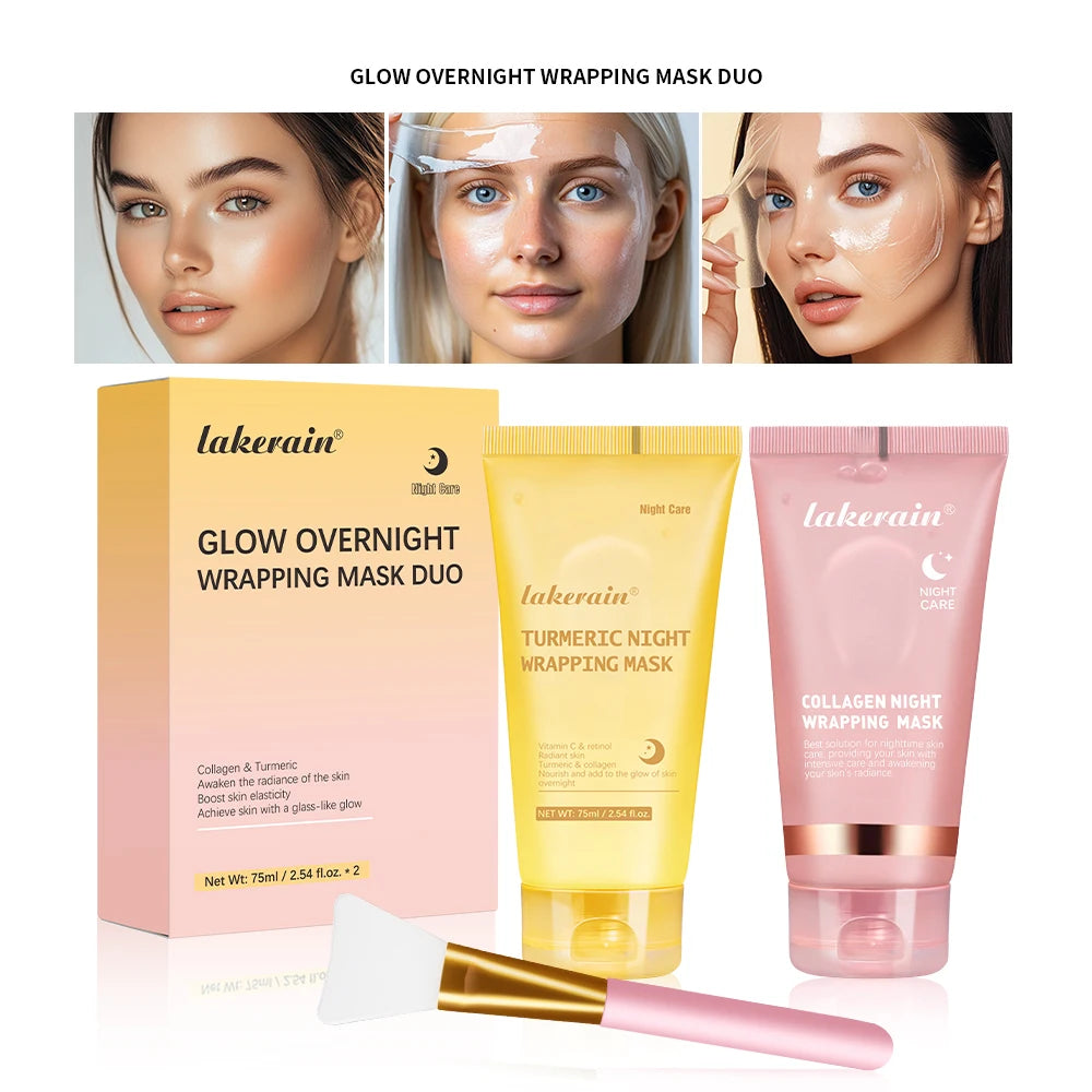 Night Collagen Wrapping Mask Rejuvenation Moisturizing Brightening Korean Face Mask Make Glowy Skin Elasticity Facial Mask
