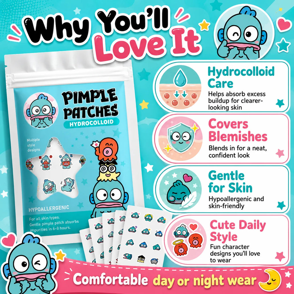100/20PCS Cute Clownfish Hydrocolloid Pimple Patches, Waterproof Blemish Spot Covers, Gentle Face Stickers, Fun Designs.