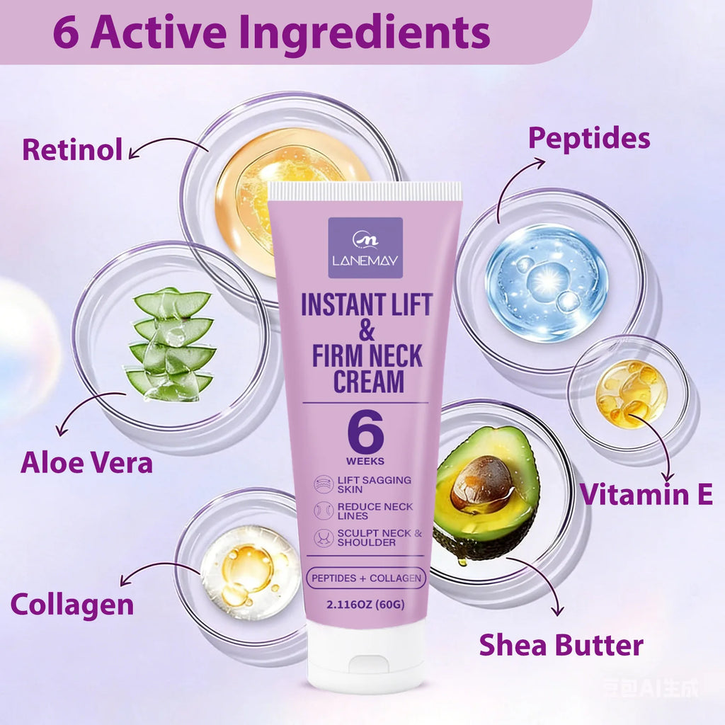 Instant Lift Firm Neck Cream with Peptides, Collagen, Retinol,Vitamin E Shea Butter – 6 Week Treatment to Lift Sagging Skin.