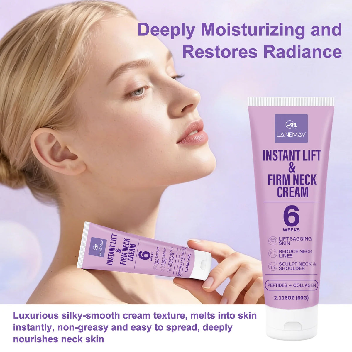 Instant Lift Firm Neck Cream with Peptides, Collagen, Retinol,Vitamin E Shea Butter – 6 Week Treatment to Lift Sagging Skin.