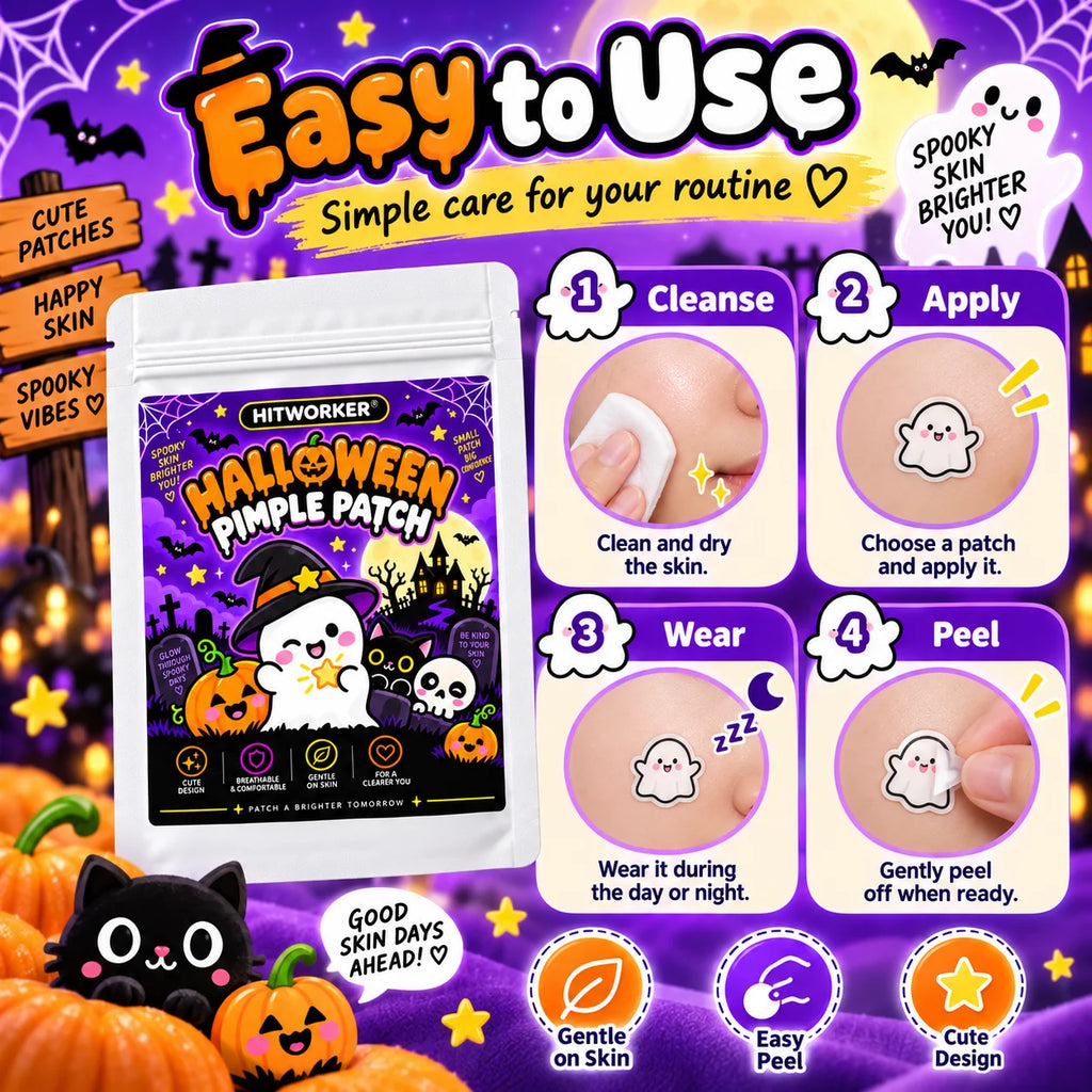 40/160Pcs Halloween Patches, Cute Halloween Shapes Pimple Patches, Hydrocolloid Spot Stickers for Face, Halloween Party Skin Car