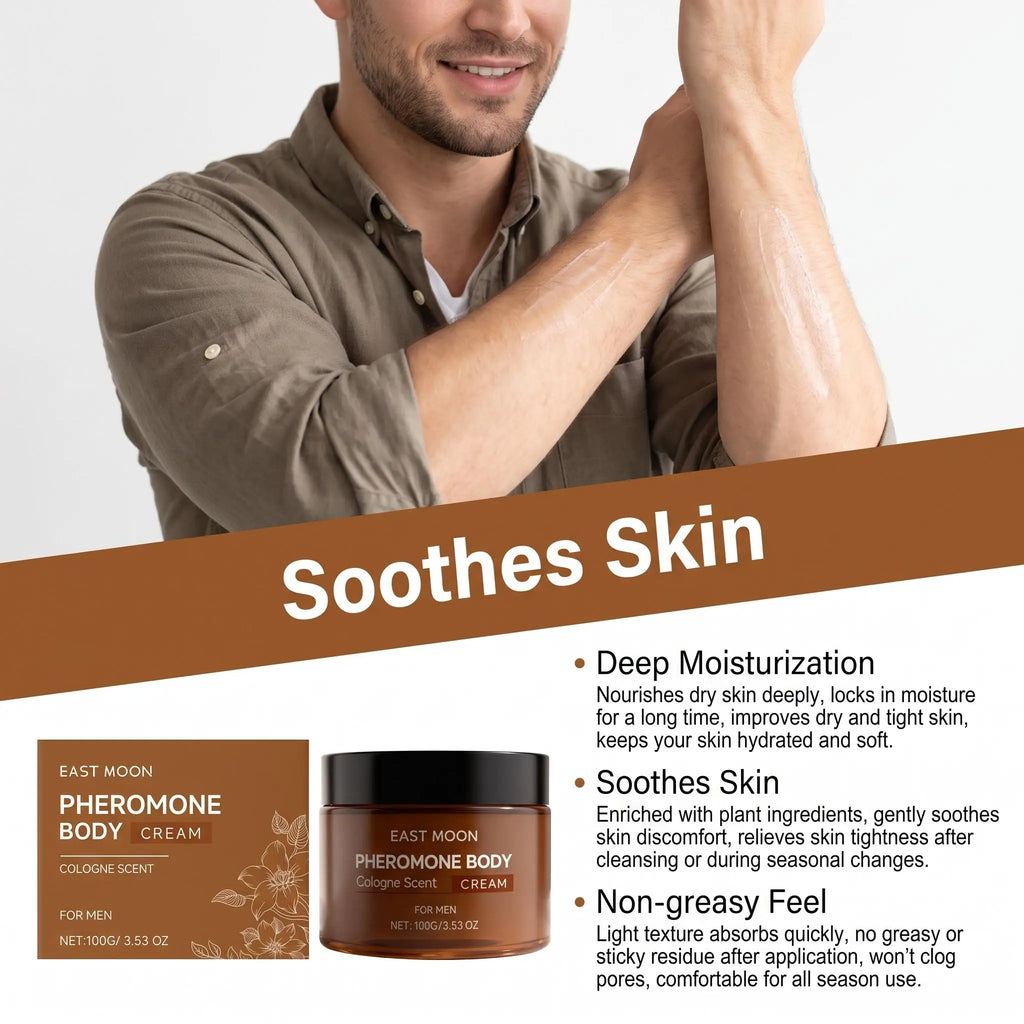 Men Pheromone Body Butter Cologned Fragrance Skin Body Cream Long-Lasting Fragrance Enhance Confidence Deep Hydrating Body Cream