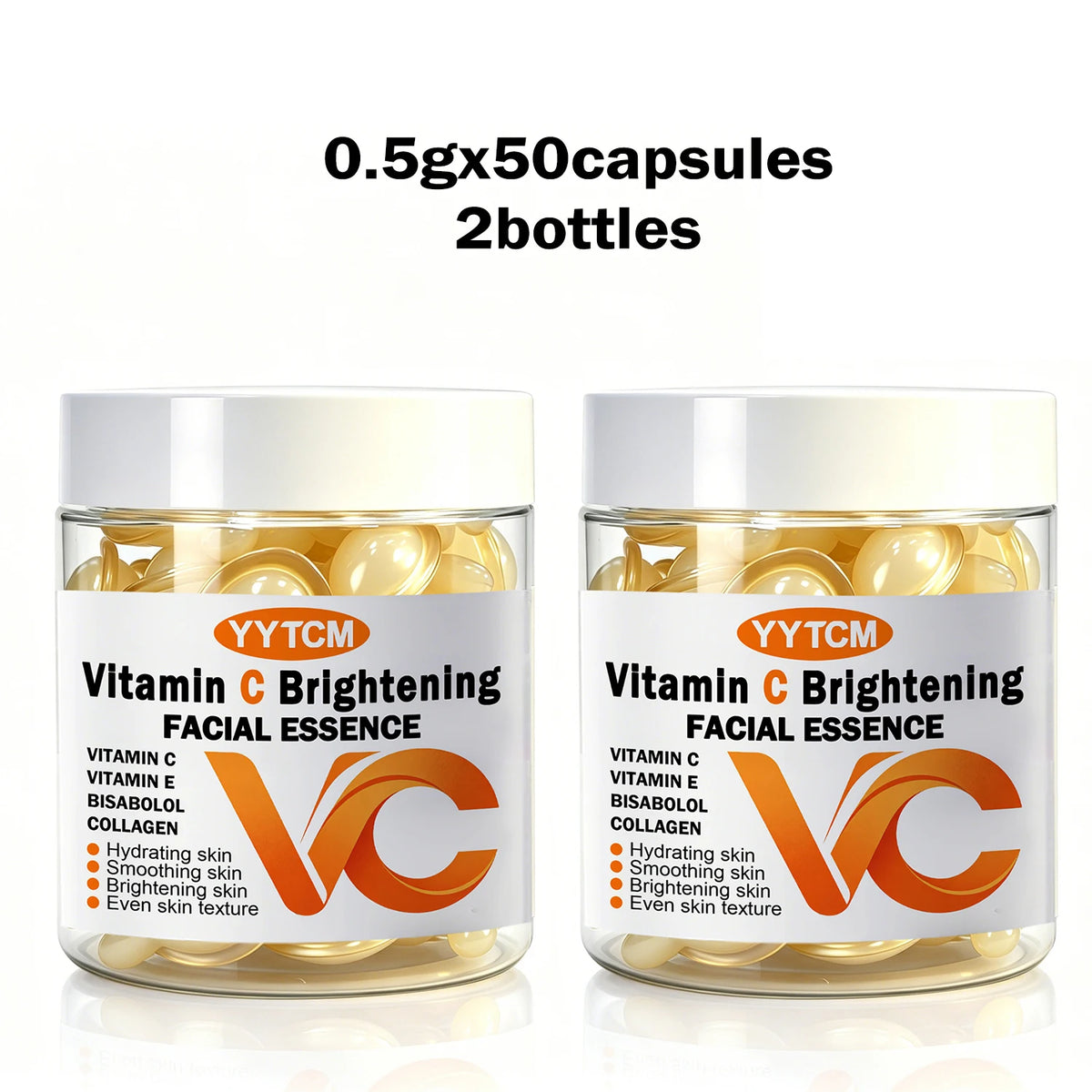 Vitamin C Facial Serum, Moisturizing and Brightening, Firming the Skin, Contains Vitamin E, Retinol, Hyaluronic Acid, Facial Skin Care Serum, 18 Capsules/30 Capsules/40 Capsules/50 Capsules/100 Capsules/200 Capsules