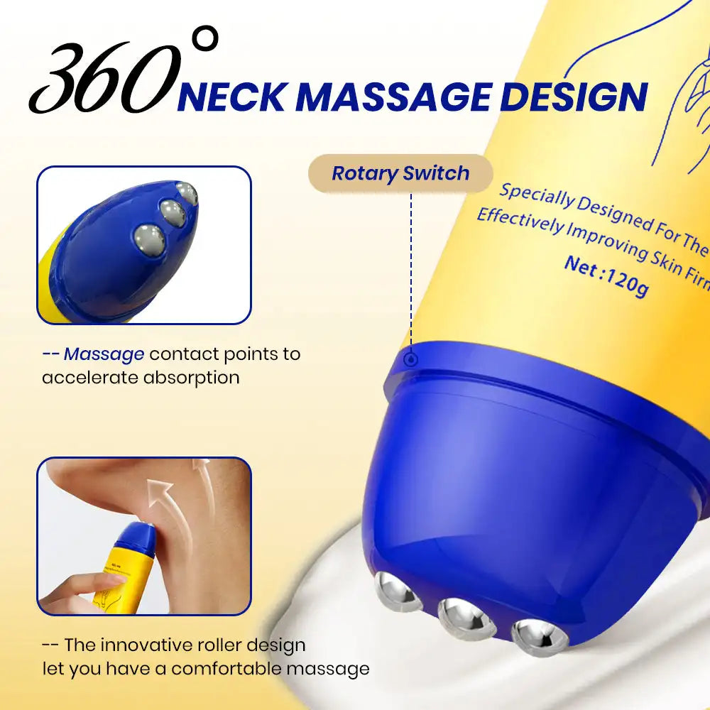 120g KOEC Peptide Firming Massage Neck Cream Moisturizing Smoothing Lifting 360° Roller Design Collagen Hyaluronic Acid Retinol