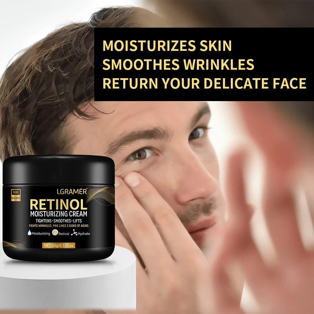Men's Retinol Face Cream Nourishing Moisturizing Fade Fine Lines Smooth Wrinkles Younger Firming Lifting Shrink Pores Skin Care