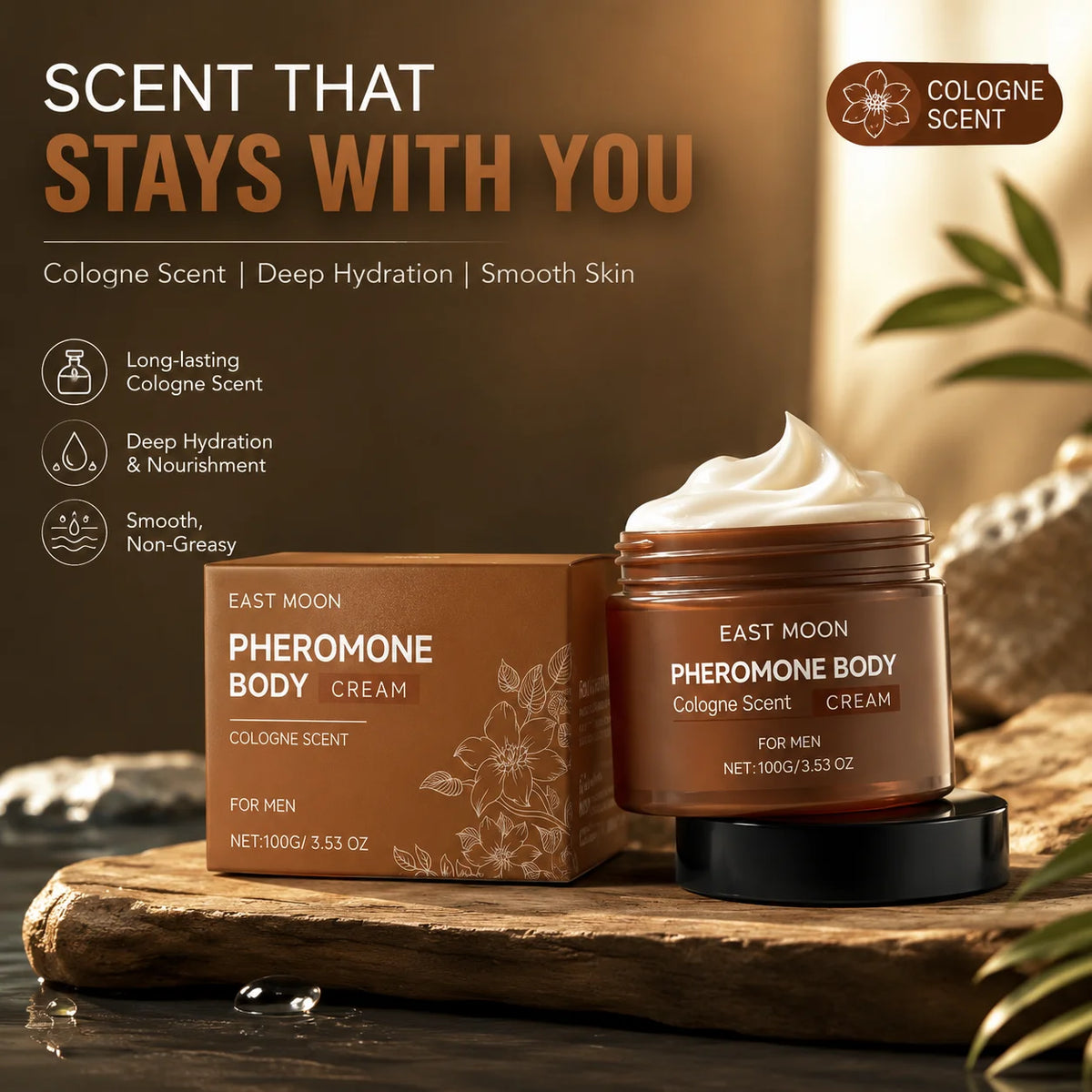 Men Pheromone Body Butter Cologned Fragrance Skin Body Cream Long-Lasting Fragrance Enhance Confidence Deep Hydrating Body Cream