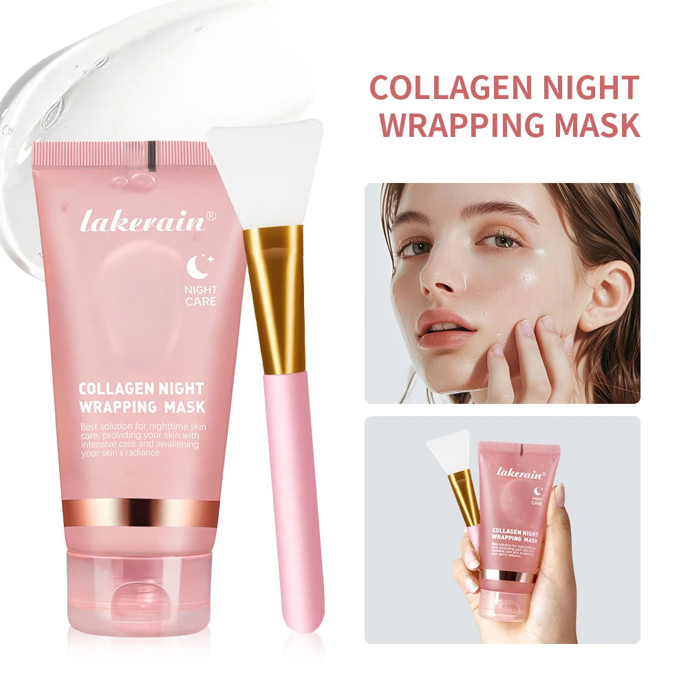 Night Collagen Wrapping Mask Rejuvenation Moisturizing Brightening Korean Face Mask Make Glowy Skin Elasticity Facial Mask
