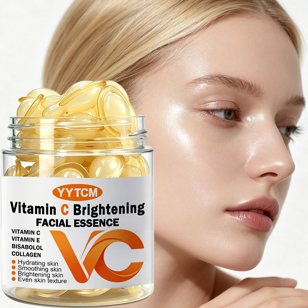 Vitamin C Facial Serum, Moisturizing and Brightening, Firming the Skin, Contains Vitamin E, Retinol, Hyaluronic Acid, Facial Skin Care Serum, 18 Capsules/30 Capsules/40 Capsules/50 Capsules/100 Capsules/200 Capsules