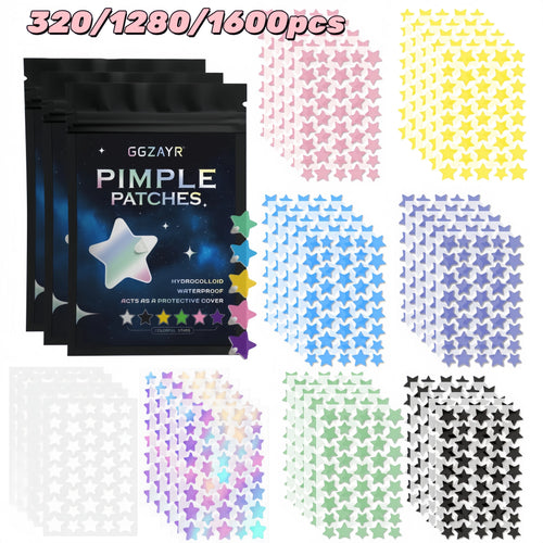 320/1280/1600pcs 8 Color Star Patches, Multi-Size Hydrocolloid Acne Covers for Men Women All Skin Types