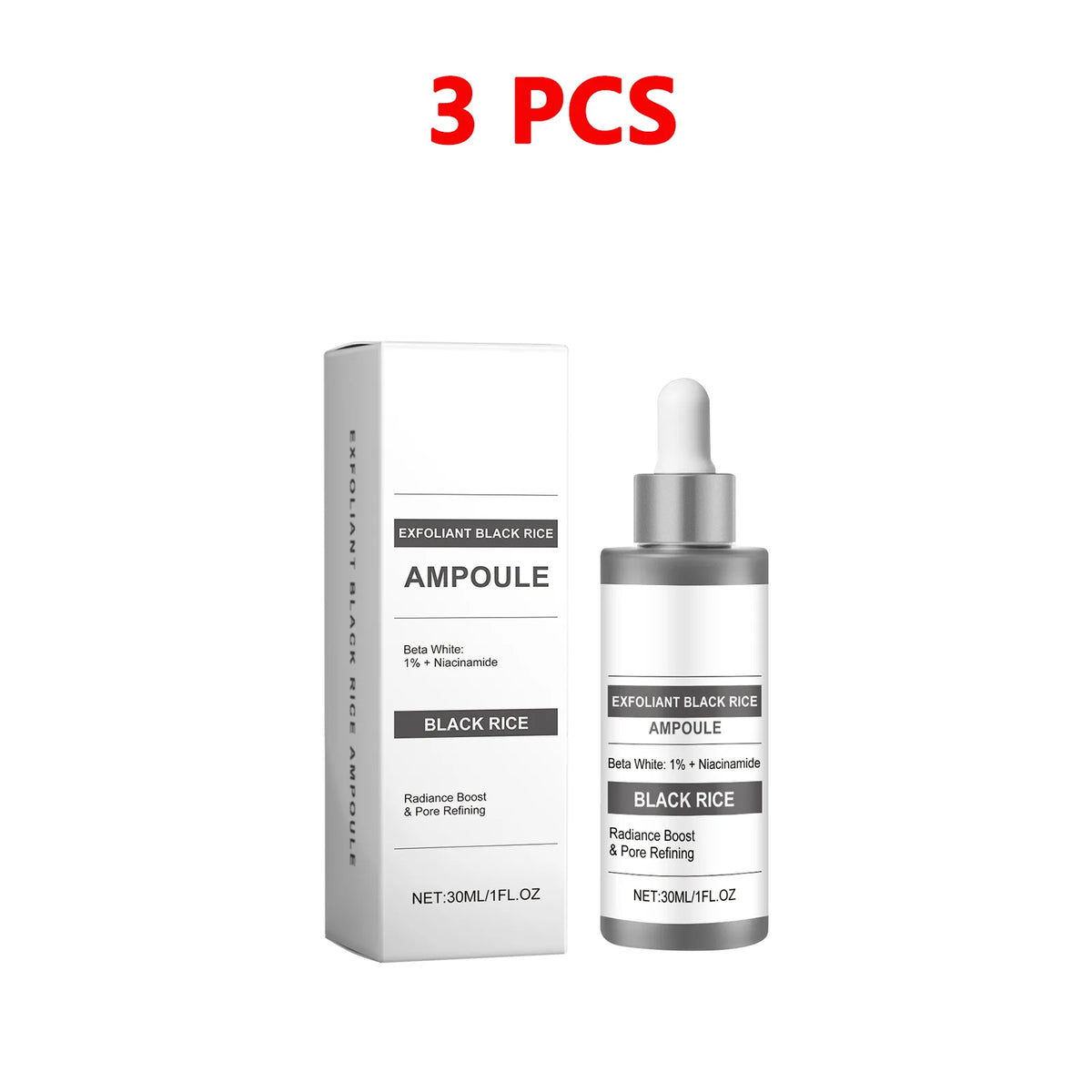 Black Rice Exfoliating Ampoule Serum Gentle Face Body Scrub for Dead Skin Removal Daily Moisturizing Peeling for All Skin Types
