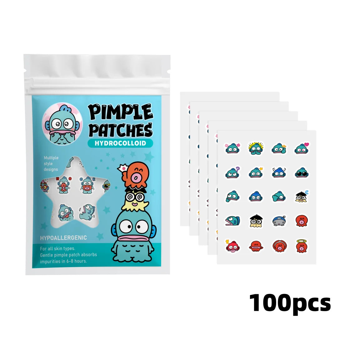 100/20PCS Cute Clownfish Hydrocolloid Pimple Patches, Waterproof Blemish Spot Covers, Gentle Face Stickers, Fun Designs.