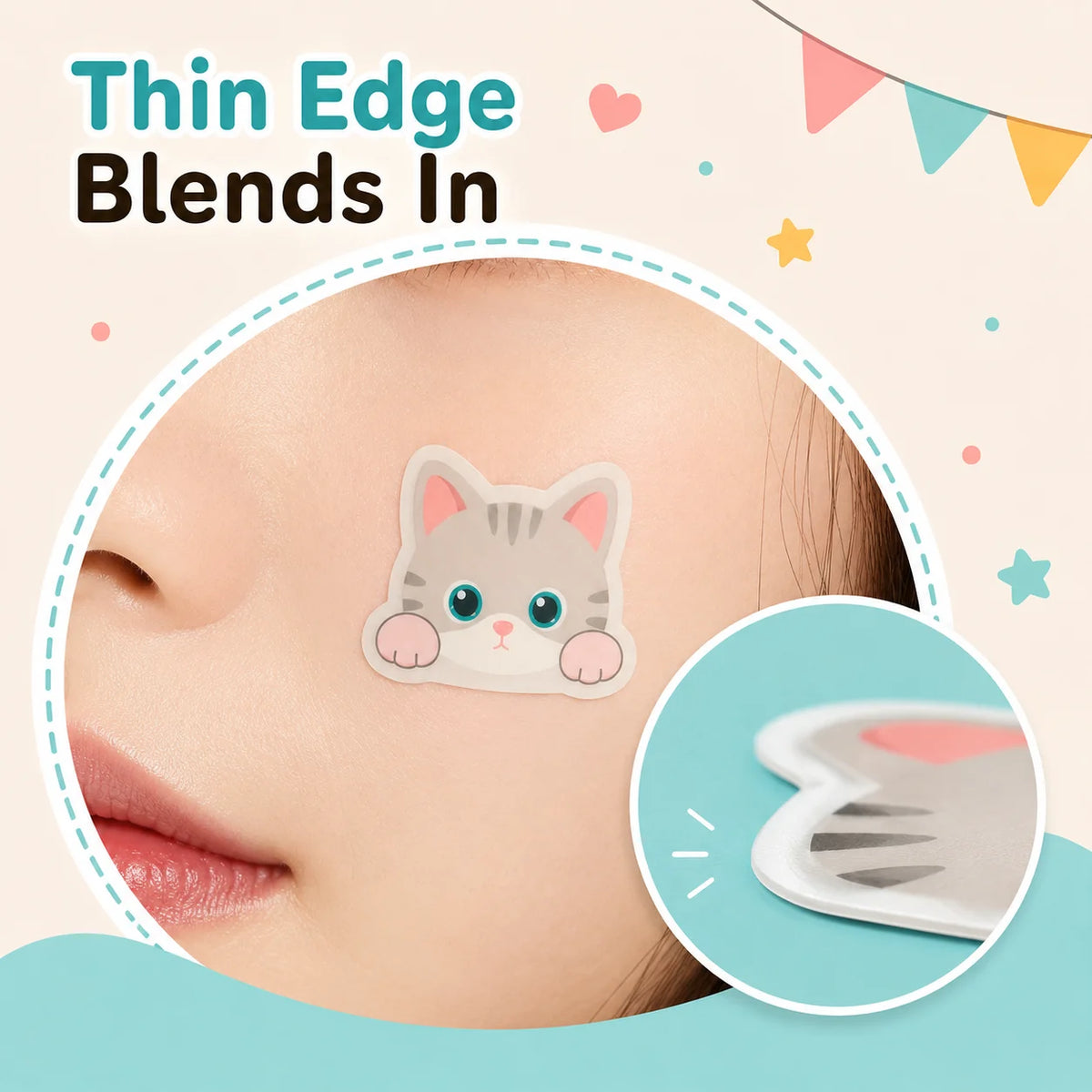 140PCS Cartoon Cat Face Acne Patches Cute Pimple Cover Stickers Decorative Skin Care Patches for Makeup