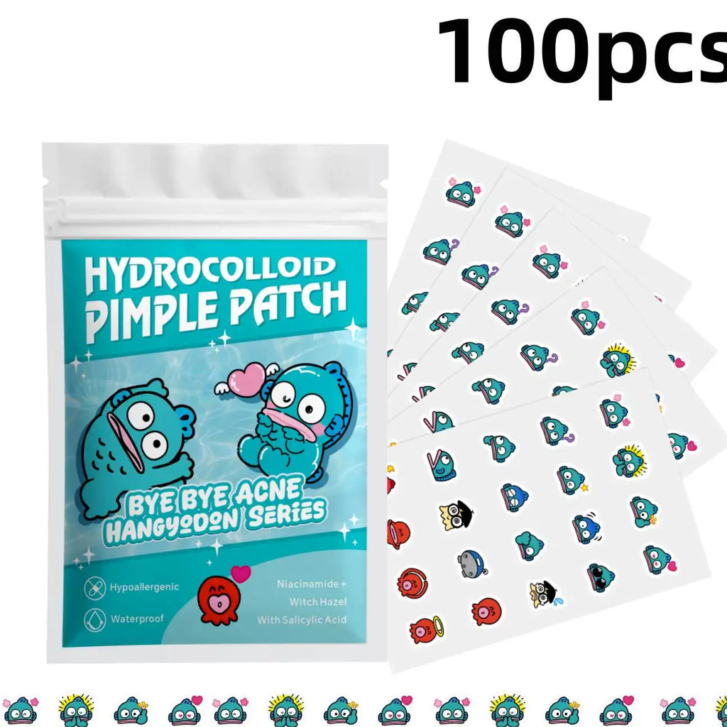 20/100pcsHangyodon Cute Character Pimple Patches Hydrocolloid Acne Spot Cover, Invisible Cartoon Face Care Stickers