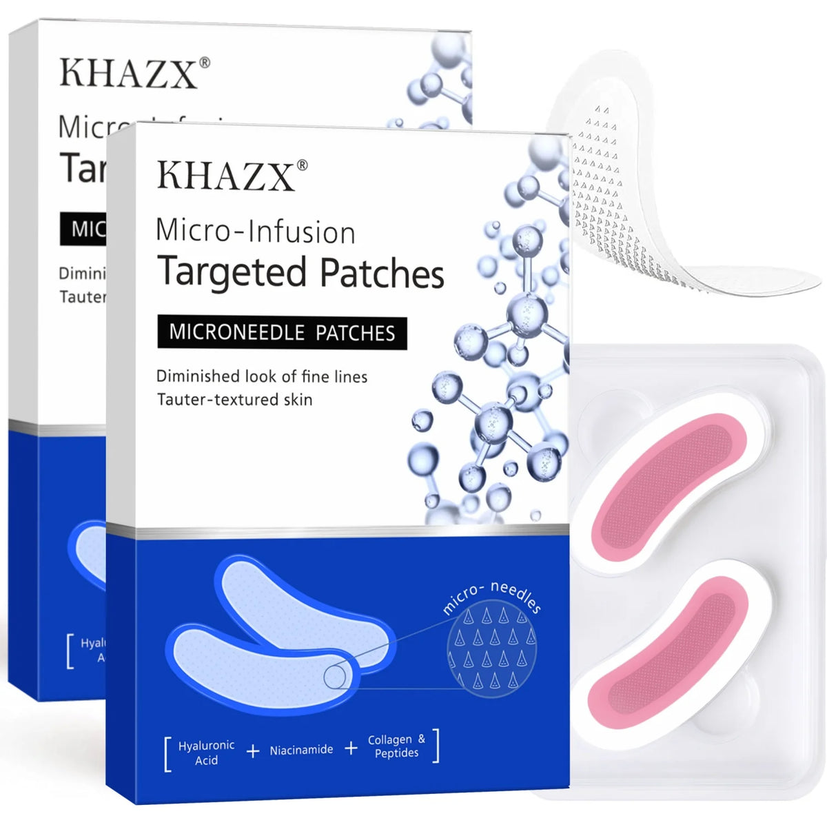 Microneedle Eye Patches Retinol Hyaluronic Acid Peptides, Lifting & Firming for Eye Area Crow's Feet Smile Lines, 1Pair.