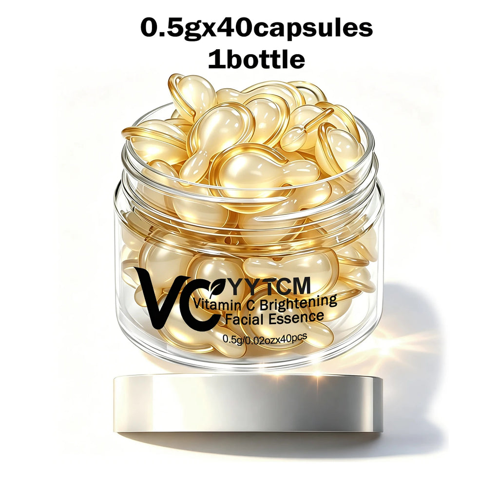 Vitamin C Facial Serum, Moisturizing and Brightening, Firming the Skin, Contains Vitamin E, Retinol, Hyaluronic Acid, Facial Skin Care Serum, 18 Capsules/30 Capsules/40 Capsules/50 Capsules/100 Capsules/200 Capsules