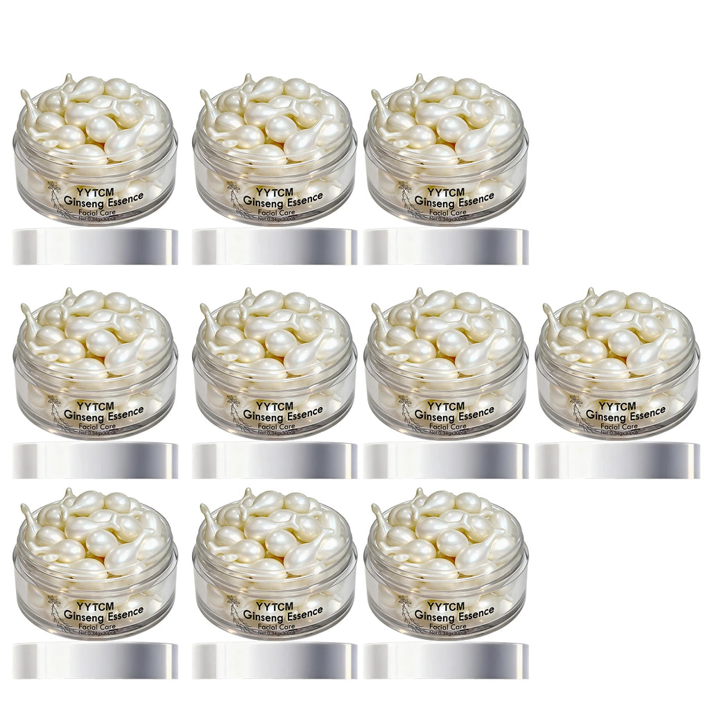 Ginseng Essence Capsules, Moisturizing and Firming Essence Serum, Contains Squalane, Niacinamide, Vitamin E, Retinol, Deep Hydration (0.34Gx30 Capsules)/Bottle-1 Bottle