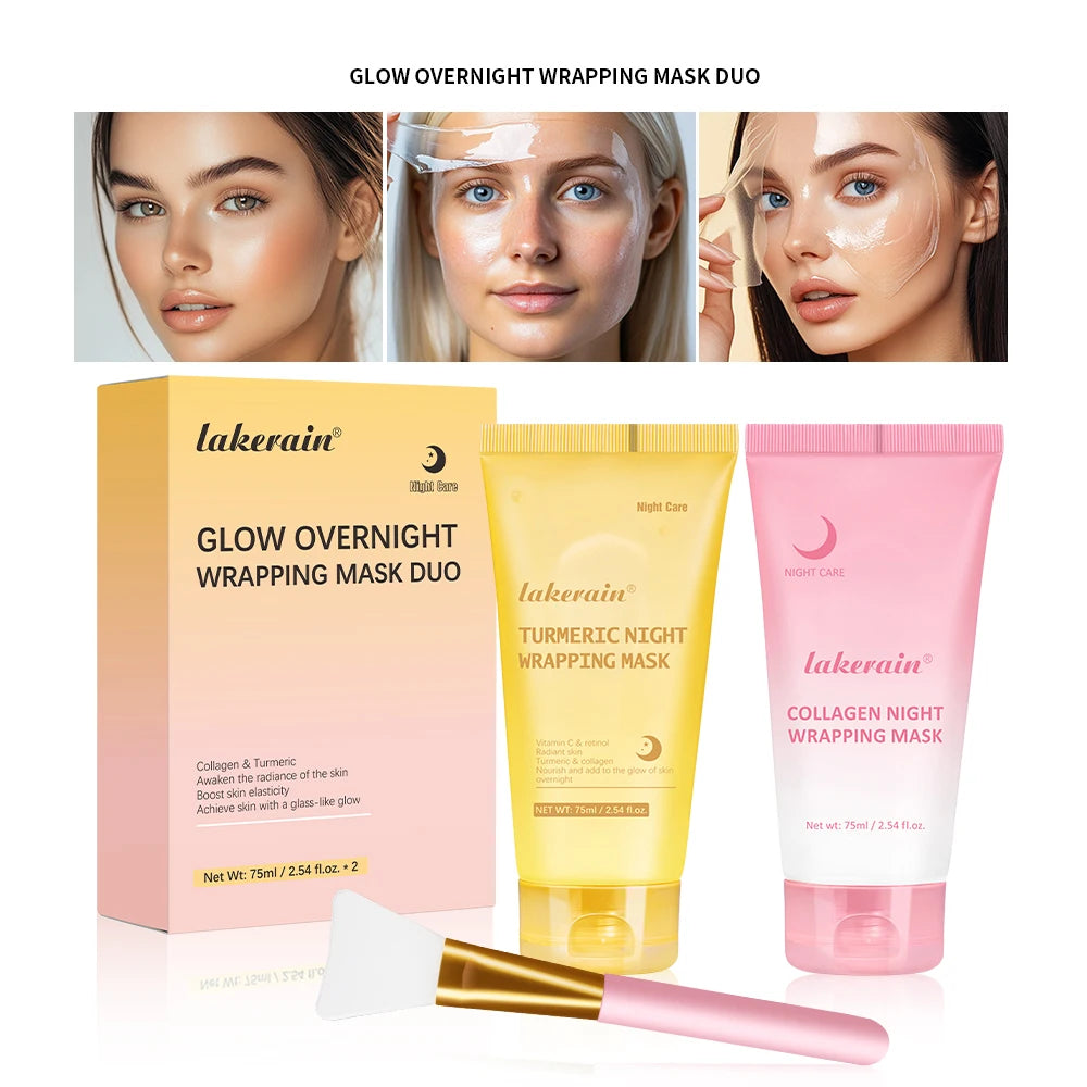 Night Collagen Wrapping Mask Rejuvenation Moisturizing Brightening Korean Face Mask Make Glowy Skin Elasticity Facial Mask