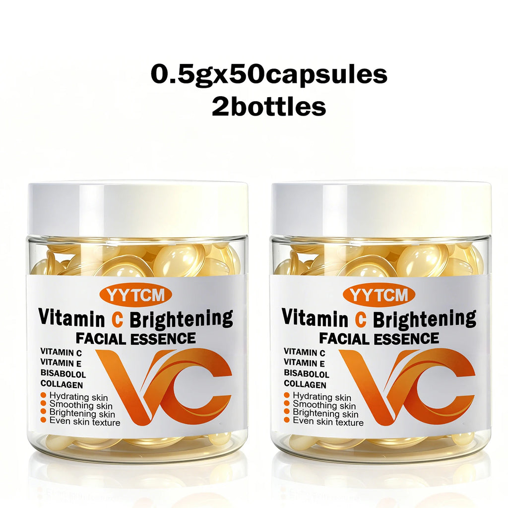 Vitamin C Facial Serum, Moisturizing and Brightening, Firming the Skin, Contains Vitamin E, Retinol, Hyaluronic Acid, Facial Skin Care Serum, 18 Capsules/30 Capsules/40 Capsules/50 Capsules/100 Capsules/200 Capsules