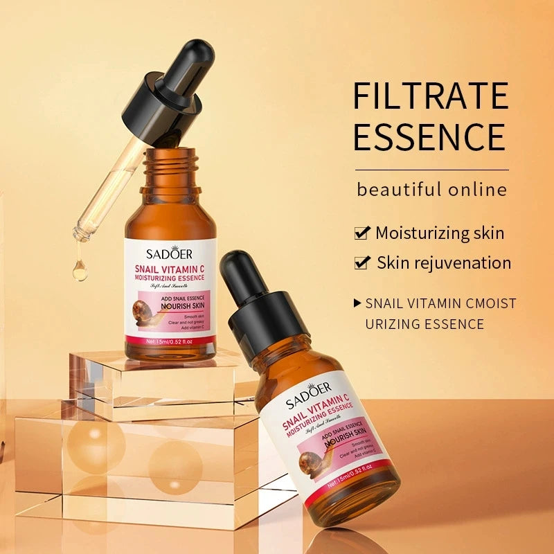 SADOER Aloe Snail Vitamin C Serum Facial Moisturizing Face Serum Anti-aging Hydrating Facial Essence Beauty Koera Skin Care
