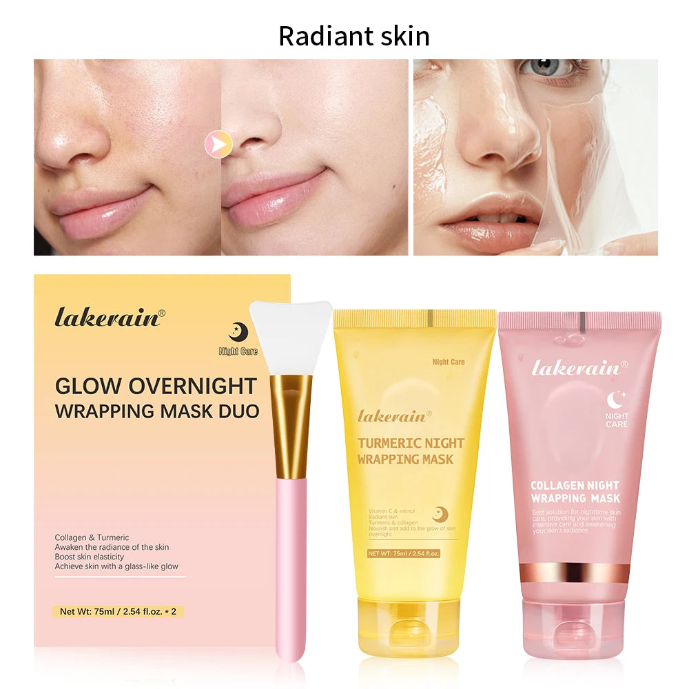 Night Collagen Wrapping Mask Rejuvenation Moisturizing Brightening Korean Face Mask Make Glowy Skin Elasticity Facial Mask