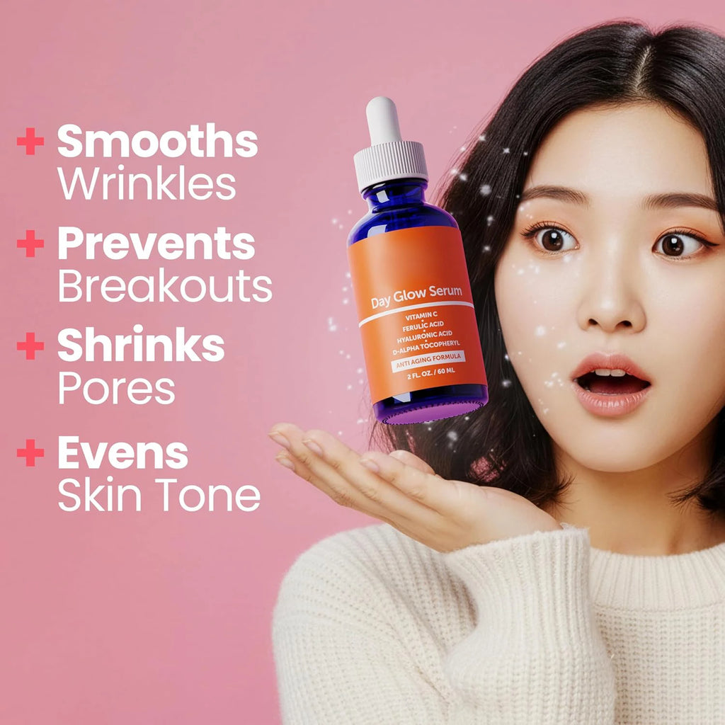 Korean Skin Care 20% Vitamin C Serum for Face + CE Ferulic, C E Ferulic Vit Facial Oil for Anti Aging K Beauty Glow C+E Skincare