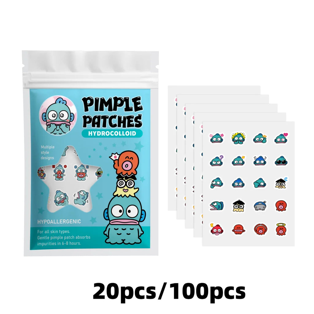 100/20PCS Cute Clownfish Hydrocolloid Pimple Patches, Waterproof Blemish Spot Covers, Gentle Face Stickers, Fun Designs.
