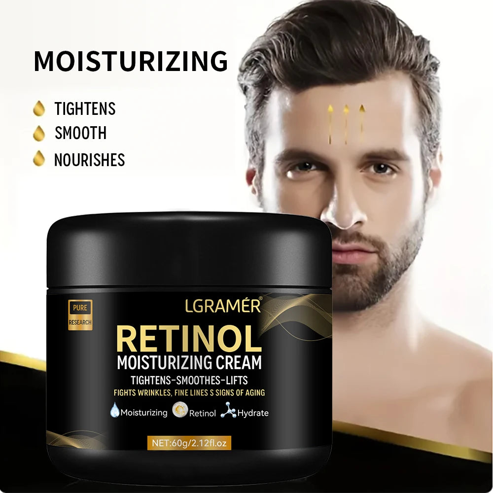 Men's Retinol Face Cream Nourishing Moisturizing Fade Fine Lines Smooth Wrinkles Younger Firming Lifting Shrink Pores Skin Care