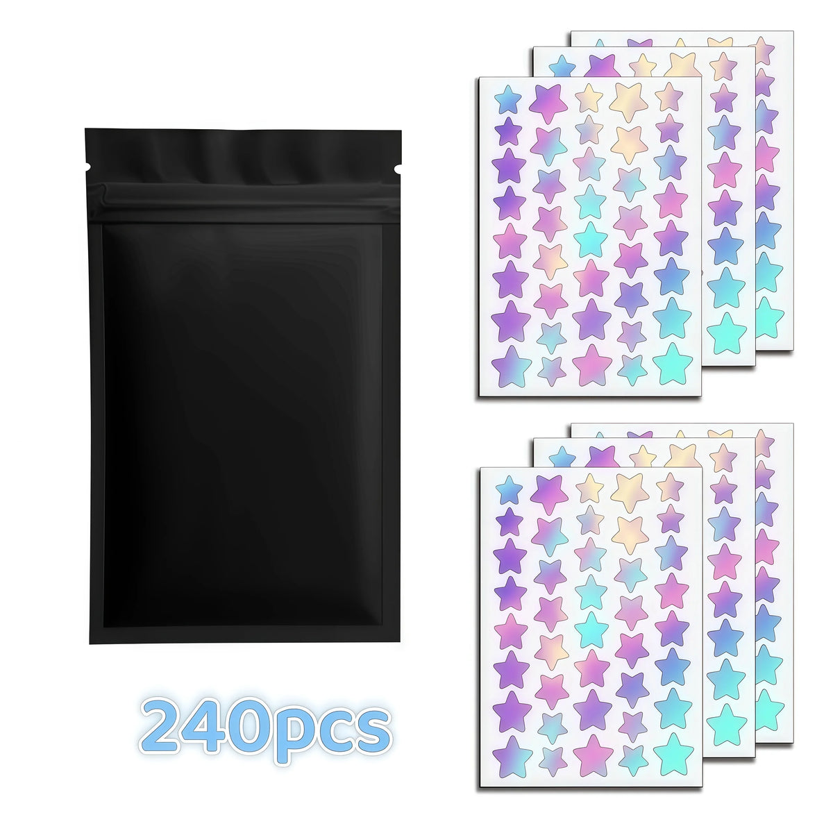 160/240pcs Deep-Cleansing Holographic Star Patch Set — Shiny Unisex Spot Cover Stickers for All Skin Types