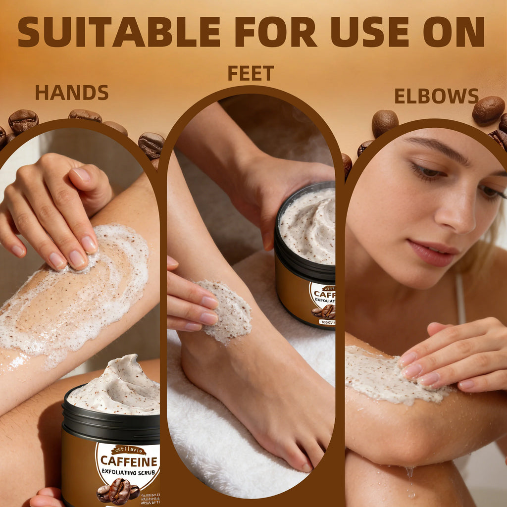 Ottilavie Caffeine Exfoliating Scrub, Gentle Exfoliating Deep Cleansing For Hands, Feet & Body, Daily Skincare Routine
