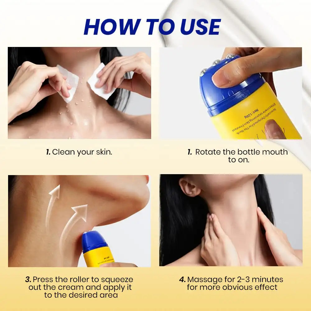 120g KOEC Peptide Firming Massage Neck Cream Moisturizing Smoothing Lifting 360° Roller Design Collagen Hyaluronic Acid Retinol