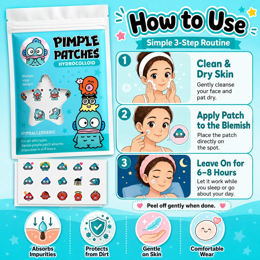 100/20PCS Cute Clownfish Hydrocolloid Pimple Patches, Waterproof Blemish Spot Covers, Gentle Face Stickers, Fun Designs.