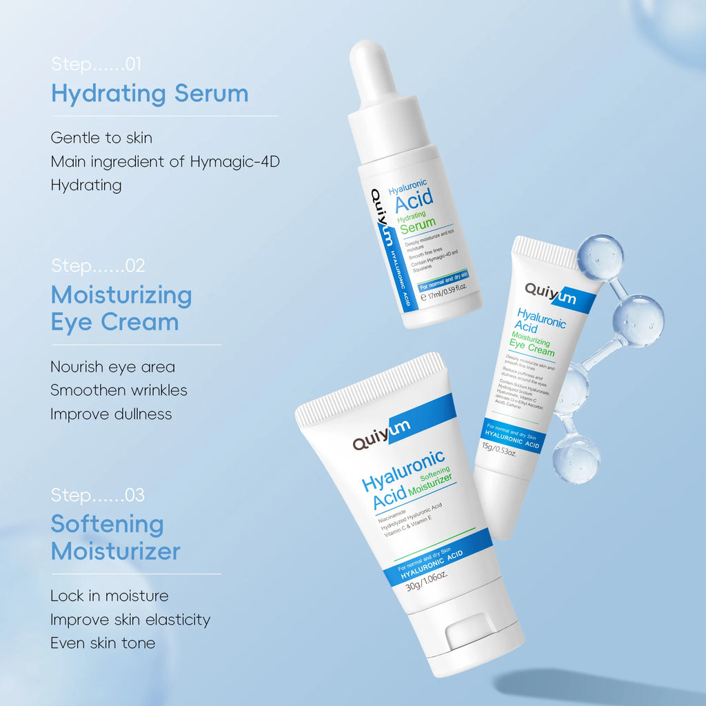 QUIYUM Retinol+Hyaluronic Acid Wrinkle Skincare Set Smooth Wrinkles & Fine Lines Improve Skin Elasticity & Radiance