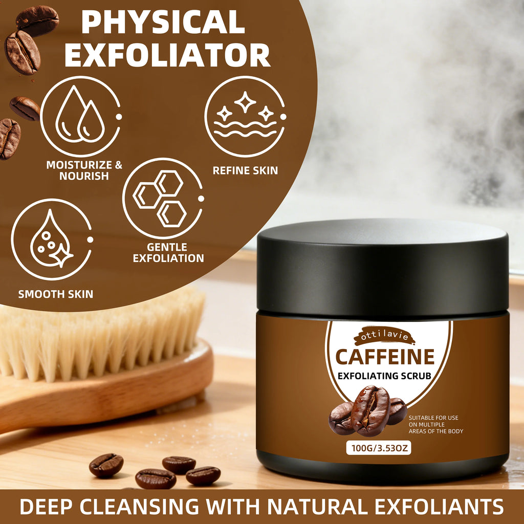 Ottilavie Caffeine Exfoliating Scrub, Gentle Exfoliating Deep Cleansing For Hands, Feet & Body, Daily Skincare Routine