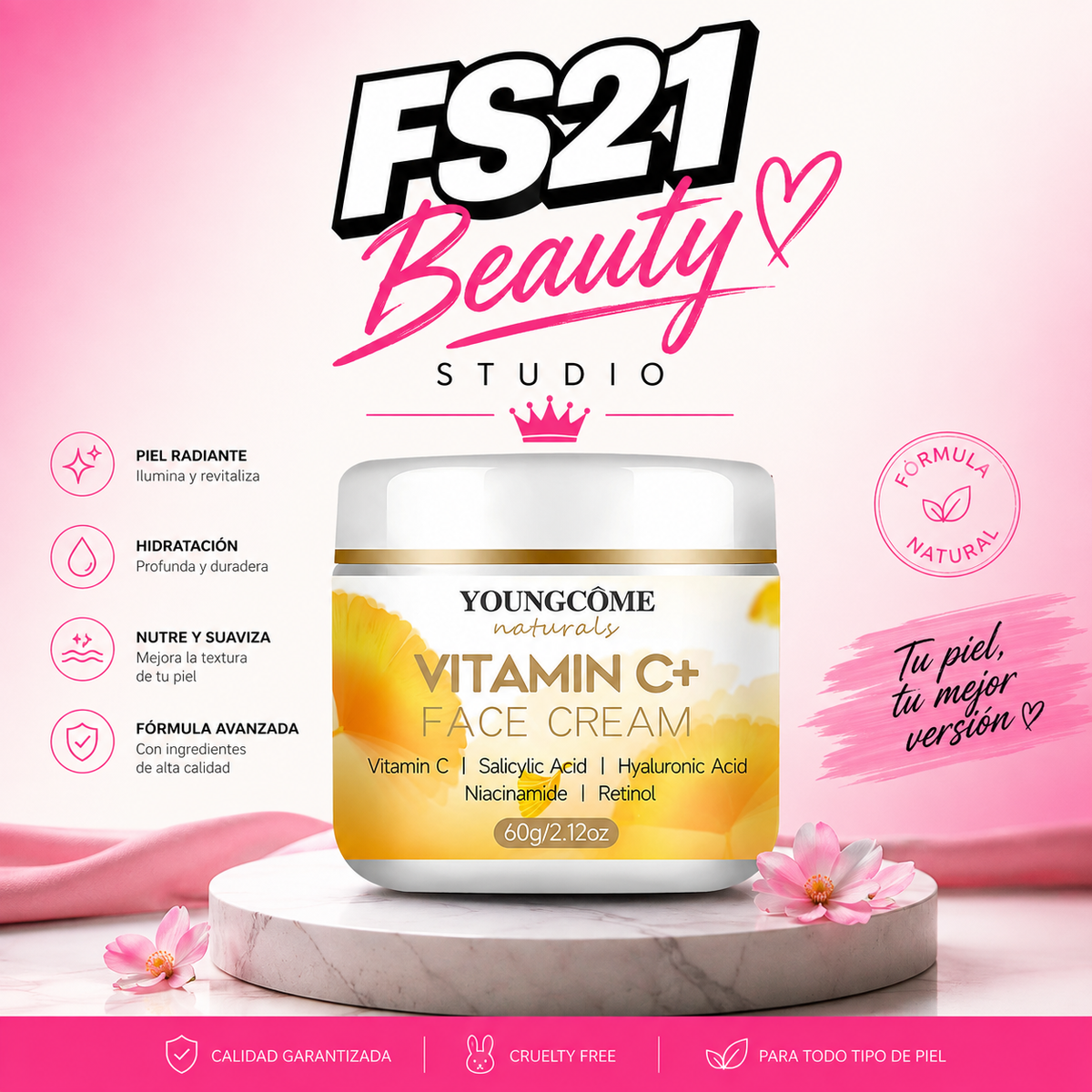 YOUNGCOMEN Vitamin C Face cream Retinol Moisturizing Firming Hyaluronic Lightening Repairing Smooth Skincare Whitening Creams