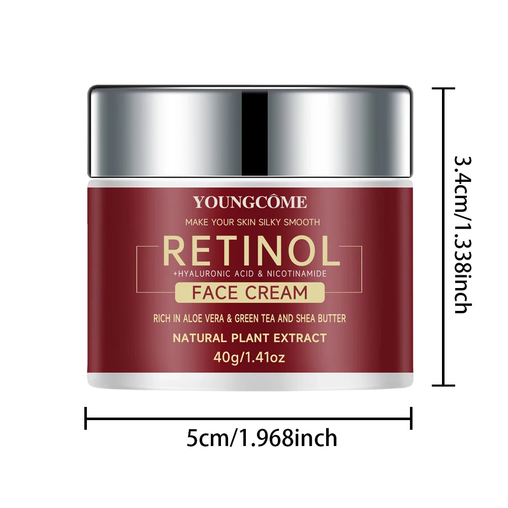 "YOUNGCOME Retinol + Hyaluronic Acid + Aloe Cream SAMPLE - 3-in-1 Anti-Aging Moisturizer 40G"